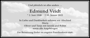 Traueranzeige von Edmund Veidt von Usinger Anzeiger
