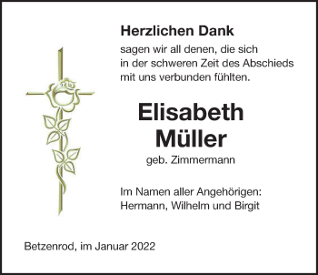 Traueranzeige von Elisabeth Müller von Kreis-Anzeiger