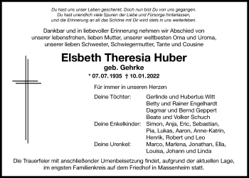 Traueranzeige von Elsbeth Theresia Huber von Bad Vilbel/Karben