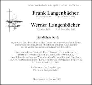 Traueranzeige von Frank Langenbächer 
