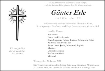Traueranzeige von Günter Erle 