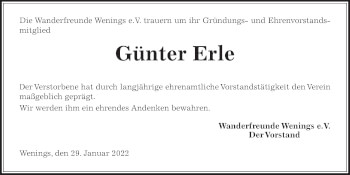 Traueranzeige von Günter Erle 