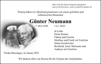 Traueranzeige von Günter Neumann von Licher Wochenblatt