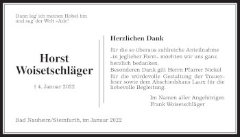Traueranzeige von Horst Woisetschläger von Wetterauer Zeitung