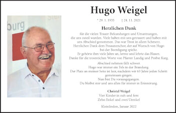 Traueranzeige von Hugo Weigel von Giessener Allgemeine, Alsfelder Allgemeine