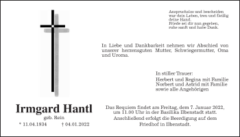 Traueranzeige von Irmgard Hantl von Wetterauer Zeitung