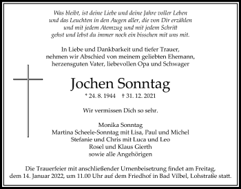 Traueranzeige von Jochen Sonntag von Bad Vilbel/Karben