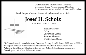 Traueranzeige von Josef H. Scholz von Kreis-Anzeiger