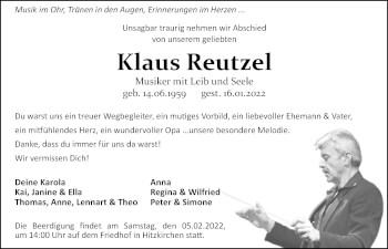 Traueranzeige von Klaus Reutzel 