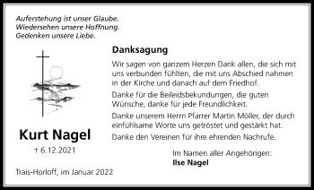 Traueranzeige von Kurt Nagel von Licher Wochenblatt