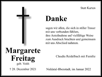 Traueranzeige von Margarete Freitag von Wetterauer Zeitung