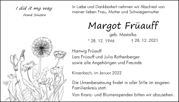 Traueranzeige von Margot Früauff von Giessener Allgemeine, Alsfelder Allgemeine