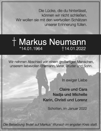 Traueranzeige von Markus Neumann von Kreis-Anzeiger