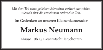 Traueranzeige von Markus Neumann von Kreis-Anzeiger