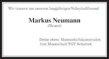 Traueranzeige von Markus Neumann 