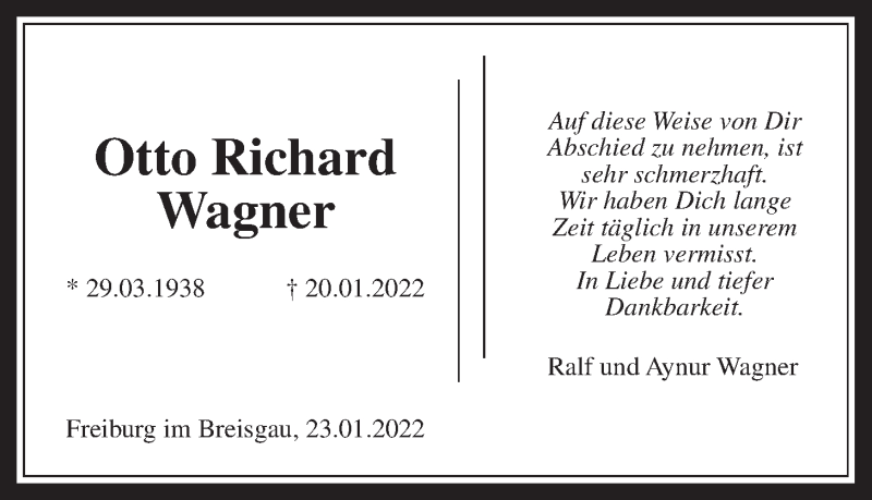 Anzeige von  Otto Richard Wagner