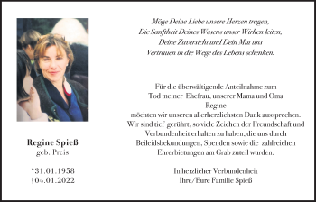 Traueranzeige von Regine Spieß von Bad Vilbel/Karben