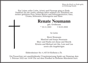 Traueranzeige von Renate Neumann 