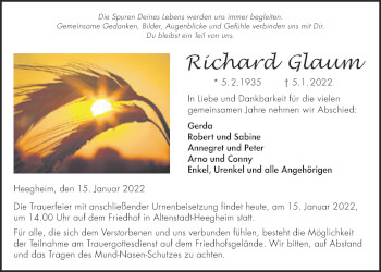 Traueranzeige von Richard Glaum 