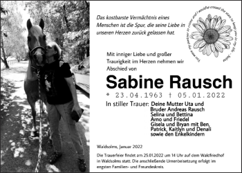 Traueranzeige von Sabine Rausch von Mücker Stimme