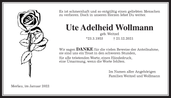 Traueranzeige von Ute Adelheid Wollmann von Mücker Stimme