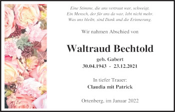 Traueranzeige von Waltraud Bechtold 