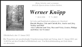 Traueranzeige von Werner Knöpp 