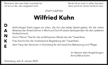 Traueranzeige von Wilfried Kuhn von Giessener Allgemeine, Alsfelder Allgemeine