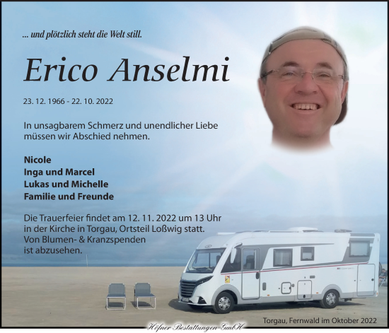 Traueranzeige von Erico Anselmi von Giessener Allgemeine, Alsfelder Allgemeine