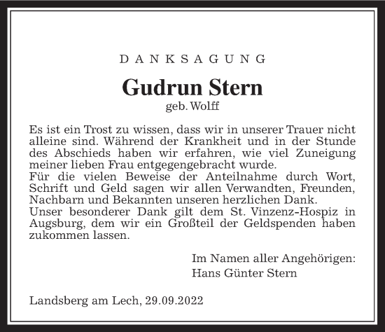 Traueranzeige von Gudrun Stern von Wetterauer Zeitung