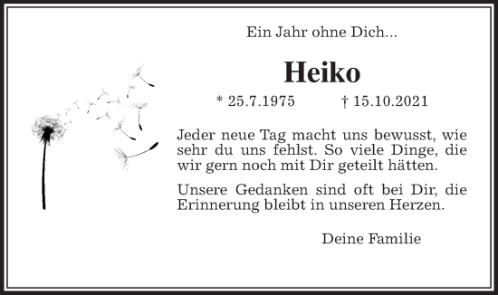 Traueranzeige von Heiko Groth von Kreis-Anzeiger