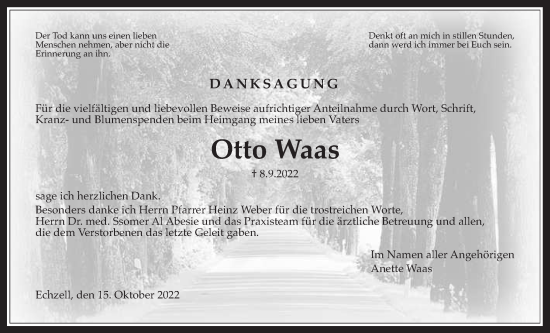 Traueranzeige von Otto Waas von Wetterauer Zeitung