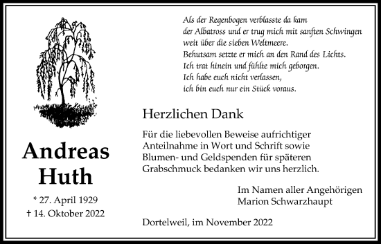 Traueranzeige von Andreas Huth von Bad Vilbel/Karben