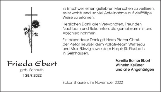 Traueranzeige von Frieda Ebert von Kreis-Anzeiger