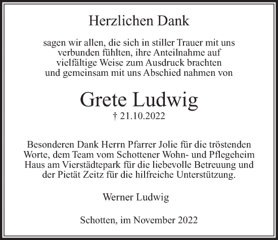 Traueranzeige von Grete Ludwig von Kreis-Anzeiger