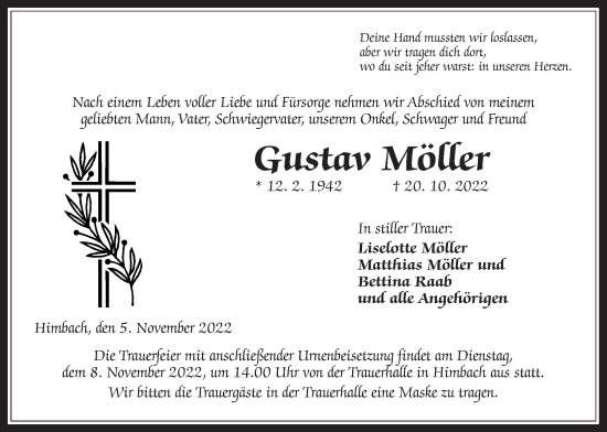 Traueranzeige von Gustav Möller von Kreis-Anzeiger
