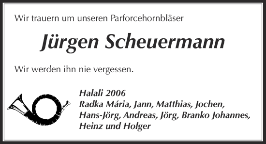 Traueranzeige von Jürgen Scheuermann von Kreis-Anzeiger