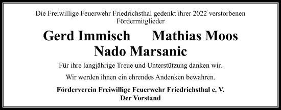 Traueranzeige von Nado Marsanic von Usinger Anzeiger