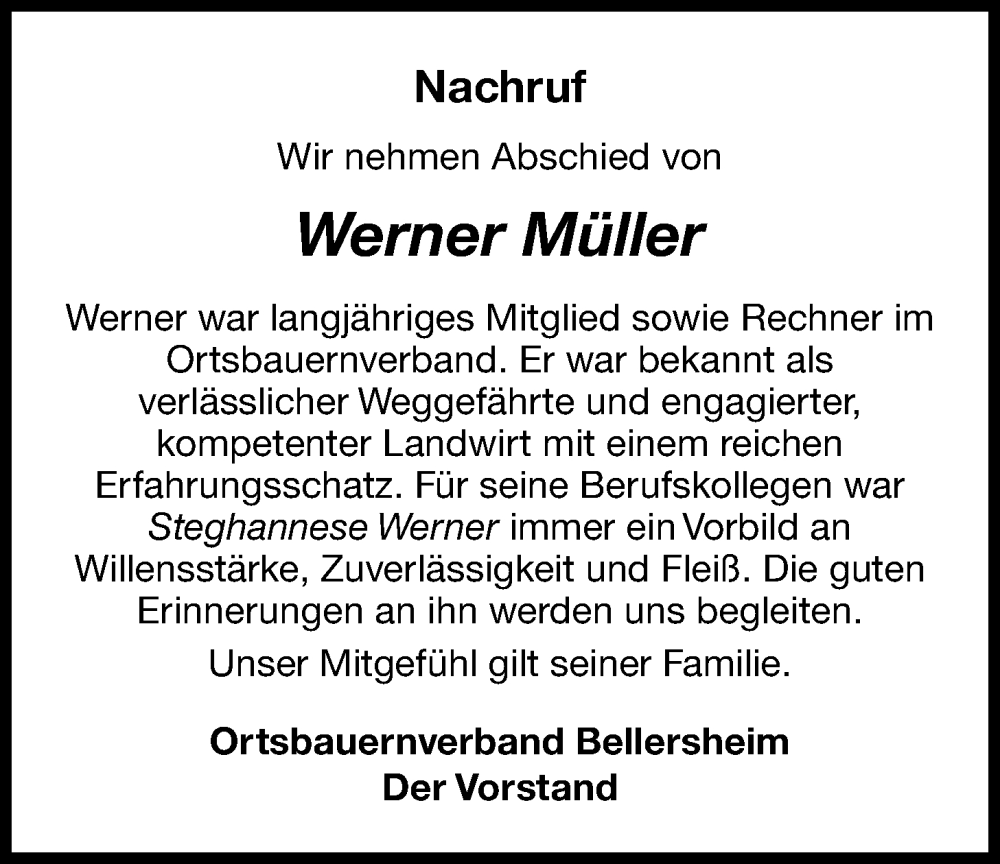  Traueranzeige für Werner Müller vom 24.11.2022 aus Licher Wochenblatt