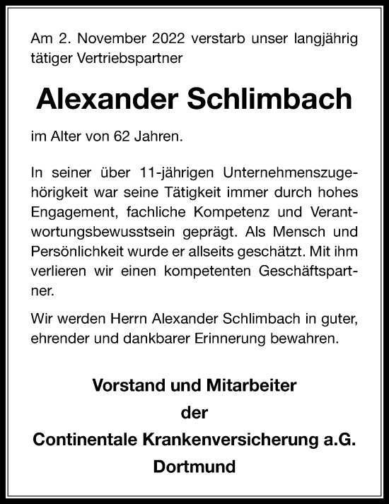 Traueranzeige von Alexander Schlimbach von Giessener Allgemeine, Alsfelder Allgemeine, Giessener Anzeiger