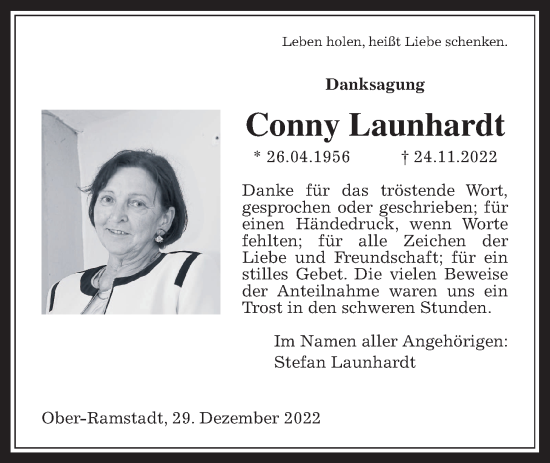 Traueranzeige von Cornelia Launhardt von Wetterauer Zeitung
