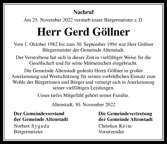 Traueranzeige von Gerd Göllner von Kreis-Anzeiger