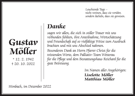 Traueranzeige von Gustav Möller von Kreis-Anzeiger