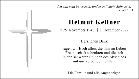 Traueranzeige von Helmut Kellner von Wetterauer Zeitung