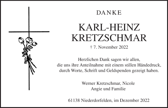 Traueranzeige von Karl-Heinz Kretzschmar von Bad Vilbel/Karben