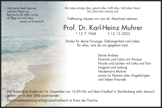 Traueranzeige von Karl-Heinz Muhrer von Giessener Anzeiger, Giessener Allgemeine, Alsfelder Allgemeine