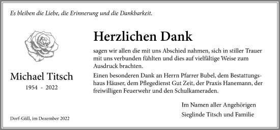 Traueranzeige von Michael Titsch von Pohlheimer Nachrichten