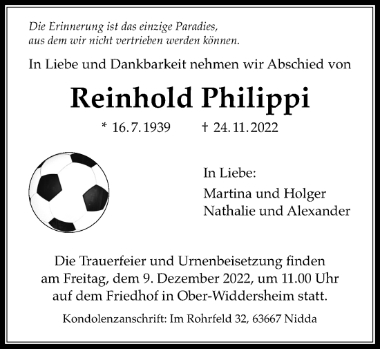 Traueranzeige von Reinhold Philippi von Usinger Anzeiger