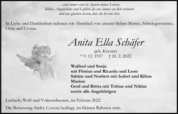 Traueranzeige von Anita Ella Schäfer von Kreis-Anzeiger