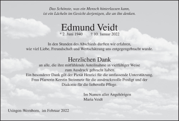 Traueranzeige von Edmund Veidt von Usinger Anzeiger